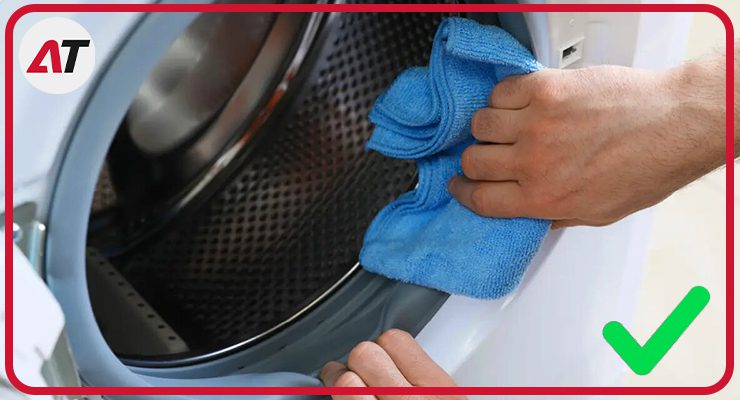 خشک نکردن لاستیک دور درِ ماشین لباسشویی